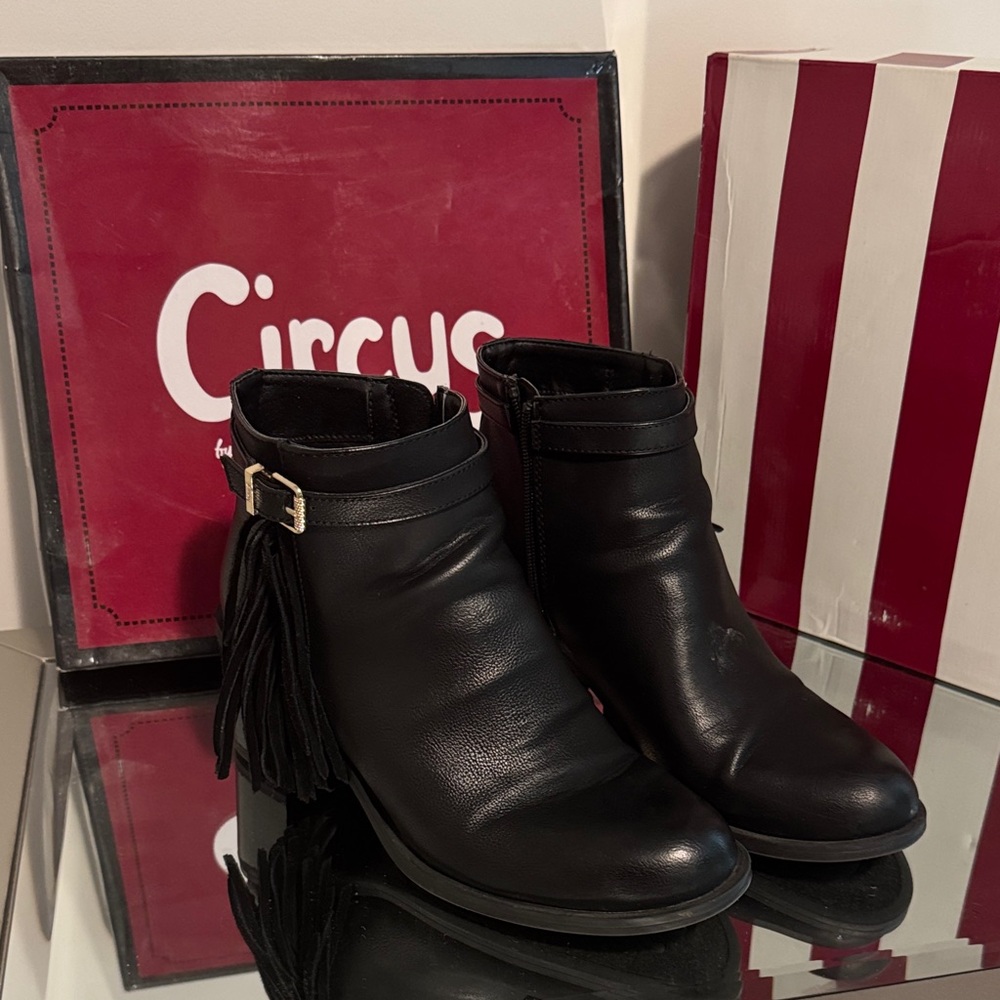 Sam Edelman Black Leather Tassel Ankle Boots